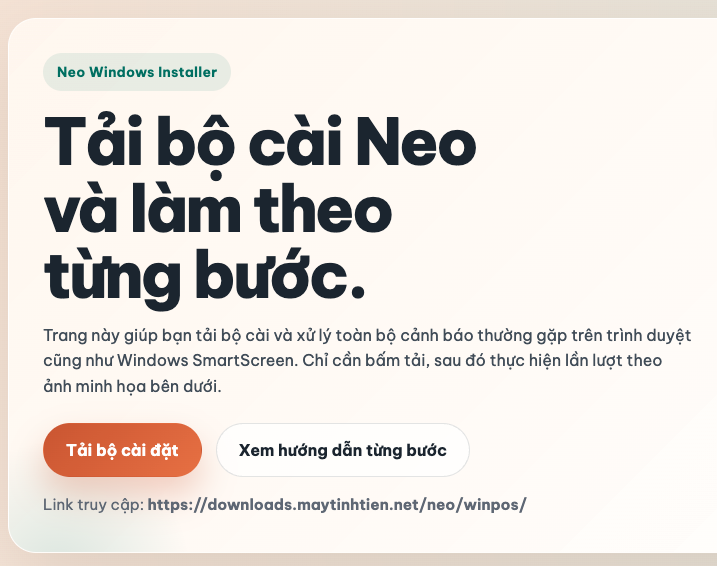 Minh họa bước 1 tải bộ cài đặt Neo